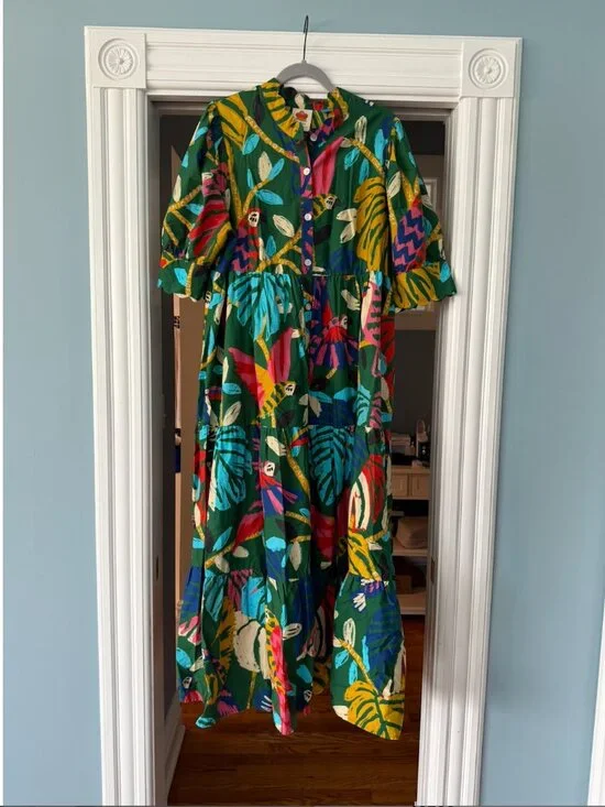 Farm Rio Short-Sleeve Printed Maxi Shirt Dress (XL) - Picture 3 of 3